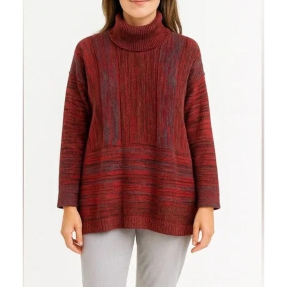 Soft Surroundings Multicolor Stripe Cowl‎ Turtleneck Womens Size XL Cozy Winter